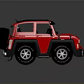 Red Off Road Car Low Poly Design With Roof Rack Spare Tire And Black Tires