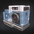 Worn Blue And White ERX Industrial Equipment Featuring Pipes Vents And Control Panels