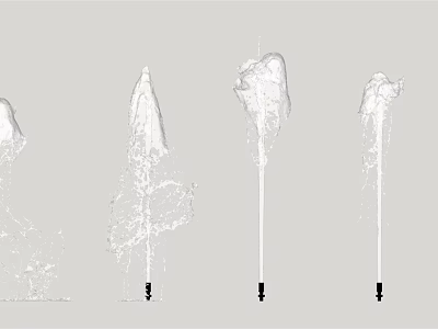 Multiple Decorative Fountain Water Features with Various Spray Patterns and Flows 3d model