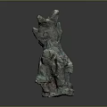 Ancient Bronze Rabbit Sculpture With Detailed Patina Texture And Artistic Design