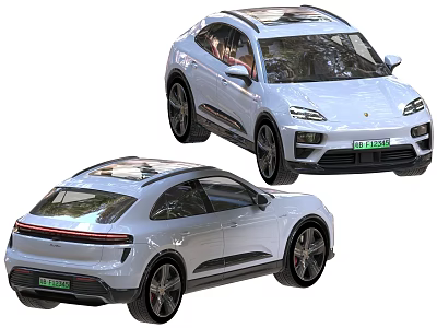 White SUV Cars With Modern Design And Sleek Exterior Front Rear Views 3d model