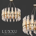 Modern Luxury Chandelier With Golden Frame And Transparent Glass Shades Design