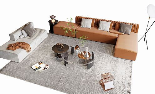 Modern sofa coffee table combination 3d model