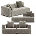 Modern Light Gray Fabric Sectional Sofa Set With Modular Design And Soft Pillows 3d model