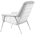 Gray Modern Armchair With Button Tufted Backrest Armrests And Metal Legs