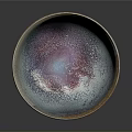 Hand Sculpted Ceramic Bowl With Colorful Glaze And Metallic Rim Design