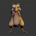 Cute 3D Animated Squirrel Character With Big Eyes Open Mouth Fluffy Tail And Long Nose