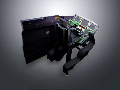 Open Black Electronic Device with Green Circuit Board and Mechanical Components 3d model