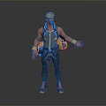 Game and Movie Character Featuring Blonde Hair Blue Vest Yellow Accents Arm Bands Colorful Shoes