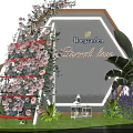 Hexagonal Photo Spot Hoeegaarden Eternal Love With Pink Flowers Greenery And Blue Sky Background