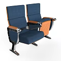Modern Public Chairs With Deep Blue Seat Backrest Orange Armrests And Metal Frame