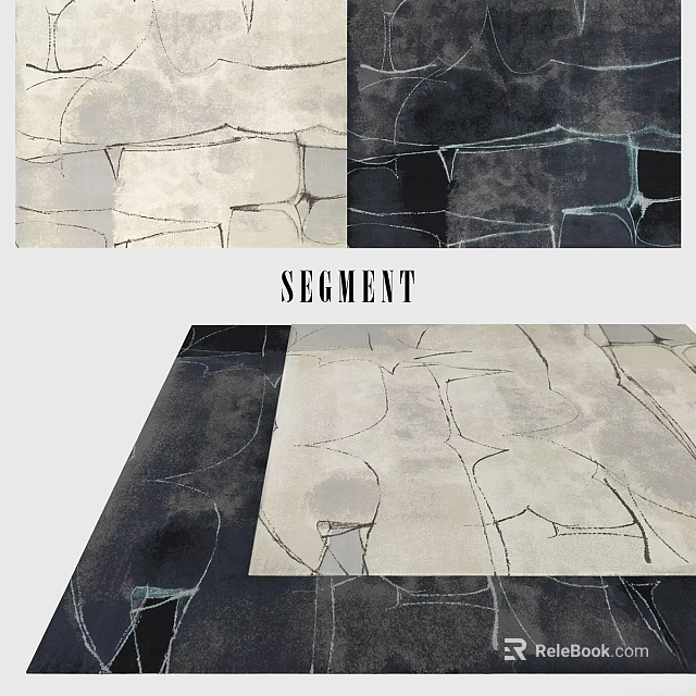 Modern Square Carpet With Segmented Abstract Lines In Neutral Gray Beige Tones 3d model