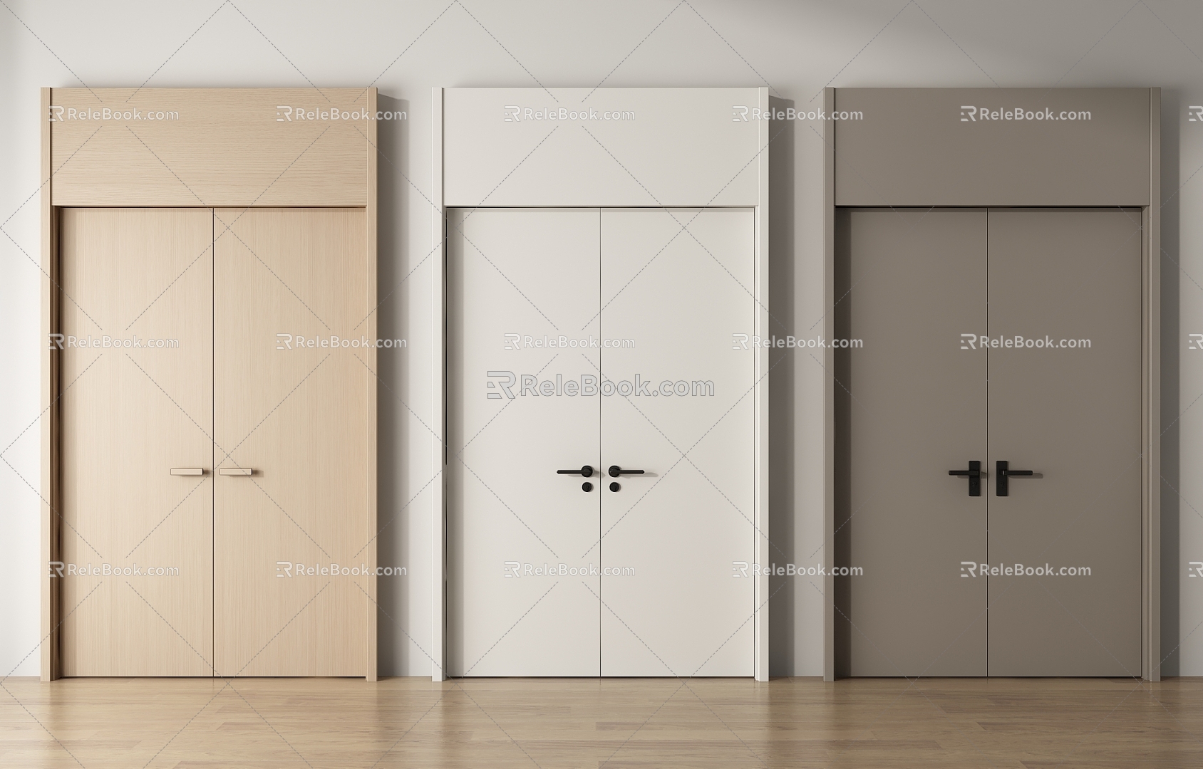 Double Door Bedroom Double Door Top Door Swing Door Wooden Door 3d model