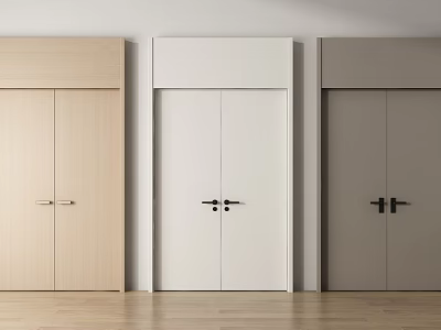 Modern Interior Hinged Double Doors In Light Wood White And Gray Colors 3d model