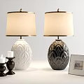 Decorative Table Lamps White And Black Leaf Patterned With Candlesticks And Photo Frames 3d model