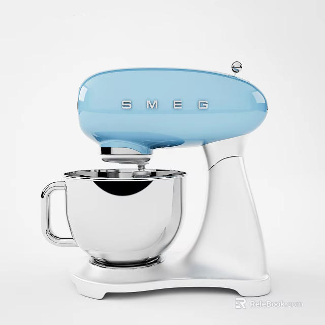 SMEG Blue Stand Mixer With Stainless Steel Mixing Bowl And Modern Design 3d model 