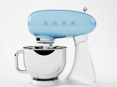 SMEG Blue Stand Mixer With Stainless Steel Mixing Bowl And Modern Design 3d model