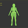 Blonde Female 3D Character Wearing Green Crop Top Camouflage Shorts Brown Sandals And Necklace