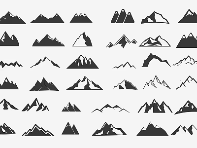 Varied Mountain Silhouettes In Different Styles 3d model