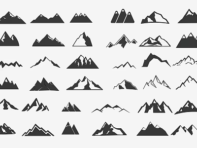 Varied Mountain Silhouettes In Different Styles 3d model Varied Mountain Silhouettes In Different Styles 3d model
