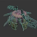 Mechanical Creature Design With Articulated Metallic Arms And Circular Armored Base Structure