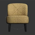 Stylish Textured Fabric Single Sofa With Beige Upholstery Button Detail And Black Legs