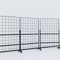 Black Metal Grid Partition With Multiple Panels And Wheels For Room Dividing 3d model