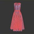 Women's Blue Striped Sleeveless A-line Dress With Collar And Belt