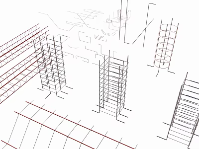 Reinforced Steel Frames For Building Construction With Structural Supports And Metal Bars 3d model