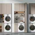Modern Bathroom Cabinet Rack Design With Washer Dryer And Storage Shelves