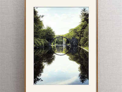 Modern Landscape Painting Simple Green Study Landscape Lake Decorative Painting model