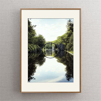 Modern Landscape Painting Simple Green Study Landscape Lake Decorative Painting 3d model