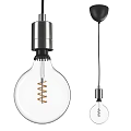 Modern Glass Bulb Pendant Lights With Spiral Filament And Metal Fixture Design
