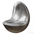 Modern Metallic Leisure Chairs with Sleek Curved Design and Shiny Silver Finish