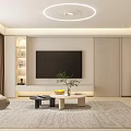 Modern Living and Dining Room Interior With Sofa Coffee Table Rug And Ambient Lighting