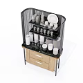 Modern Sideboard With Wooden Drawers Glass Display Shelf And Tableware Storage