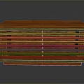 Modern Wooden Storage Cabinet With Layered Slats And Smooth Top Surface