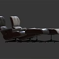 Modern Lounge Chair Set with Light Gray Fabric and Silver Leather Ottoman Design