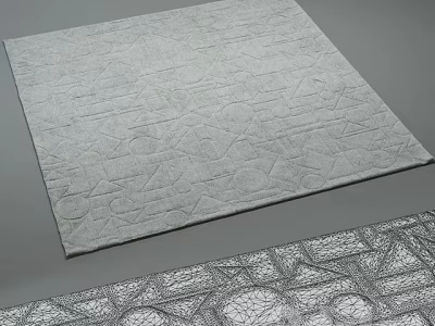Square Gray Rug With Intricate Geometric Patterns And Textured Surface Design 3d model