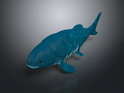 Lifelike Blue Whale Aquatic Animal Model With Textured Body Isolated On Gray Background 3d model