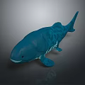Lifelike Blue Whale Aquatic Animal Model With Textured Body Isolated On Gray Background