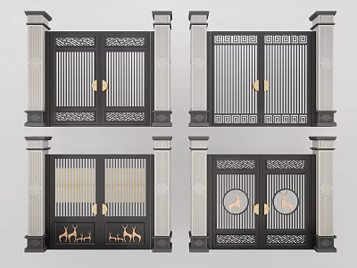 New Chinese Style Villa Courtyard Door New Chinese Style Courtyard Door Chinese Style Aluminum Alloy Door Outdoor Courtyard Door Villa Door 3d model