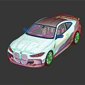 White BMW M Coupe With Blue Red Stripes Rear Spoiler And Sporty Design