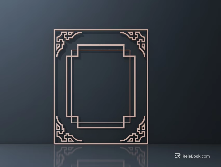 Elegant Traditional Carved Square Frame With Ornate Patterns On Dark Background 3d model 
