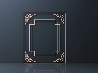 Elegant Traditional Carved Square Frame With Ornate Patterns On Dark Background 3d model