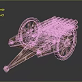 Ancient Wooden Mechanical Device With Spoked Wheels And Gear Like Launch Structure
