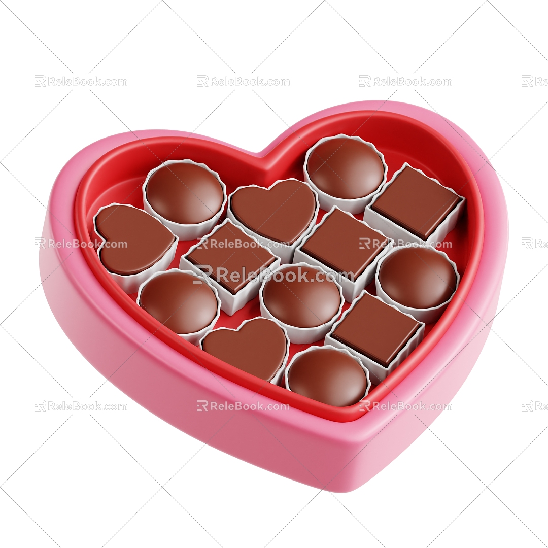 Modern chocolate food love chocolate cartoon chocolate 3d model