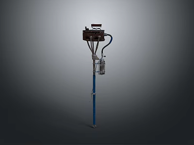 Modern Black And Blue Floor Lamp With Silver Base And Vertical Stand Structure 3d model