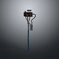 Modern Black And Blue Floor Lamp With Silver Base And Vertical Stand Structure