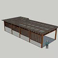 Outdoor Wooden Pergola Structure With Transparent Roof Lattice Panels And Person Standing